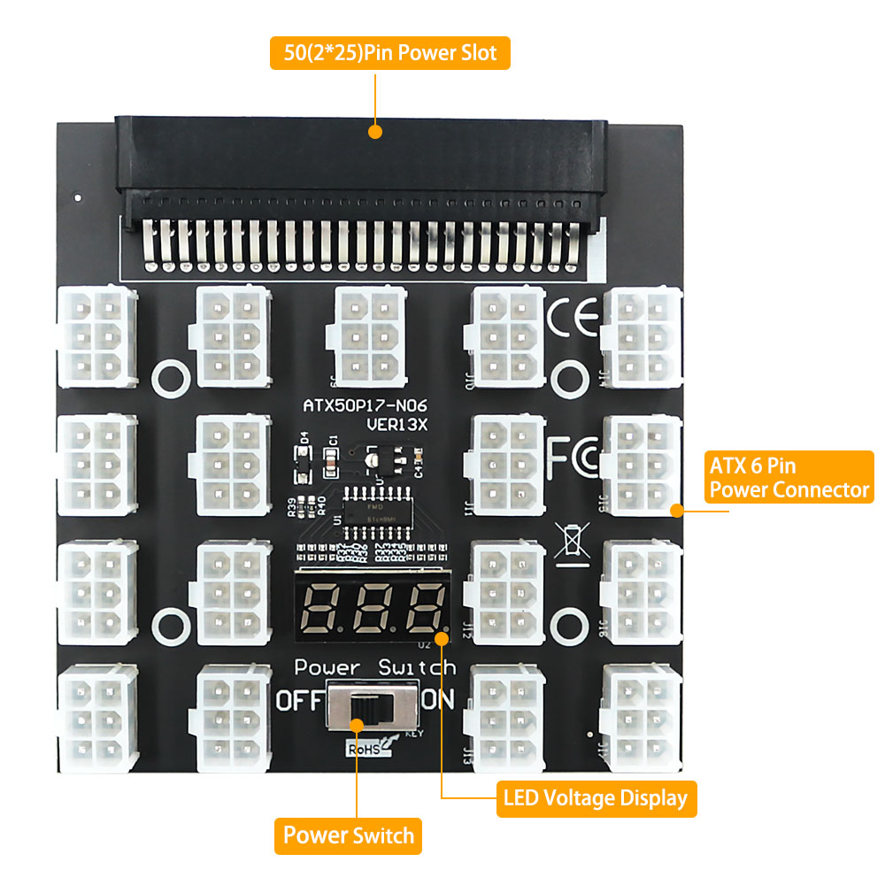 PCI-E 12V 50Pin auf ATX 17 x 6 – 2400W Server Psu Breakout Board Bewertung und Preis